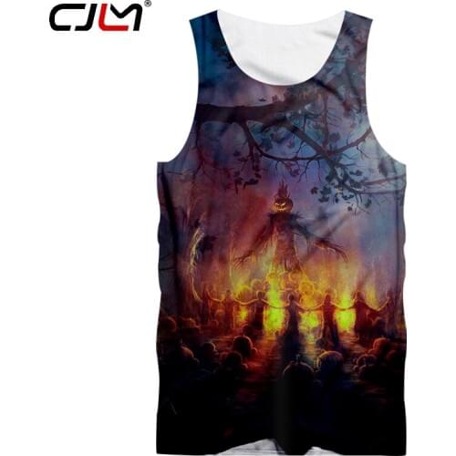 CJLM Man Tank Top 3D Printed Punk Rock Halloween Mens Clothing Horrible Flame Scarecrow The New Listing Wholesale TankTop