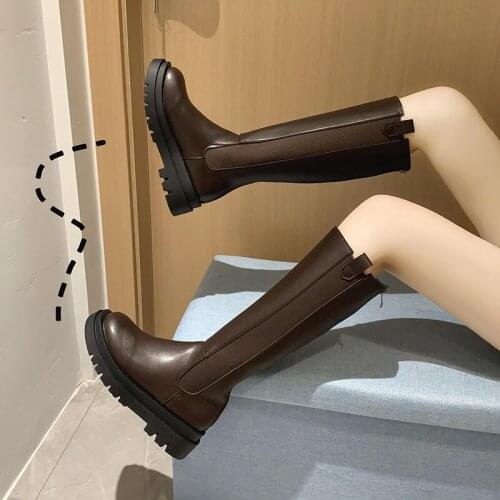 2020 New Womens Winter High Boots Thick-soled Fashion Ins Trend Brand Design Knight Platform Boots Shoes Fashion Female