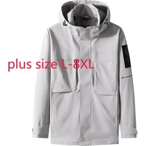New Arrival Fashion Super Large Autumn Young Men Stand Collar Hooded Jacket Casual Windbreaker Coat Plus Size L-5XL 6XL 7XL 8XL