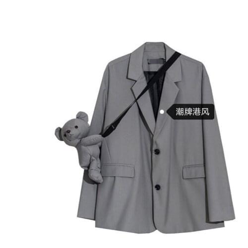 Fall New Men and Women Blazers Shoulder Bag Bear Decoration Casual Suit Single Breasted Blazers Jacket Women Blazer Women