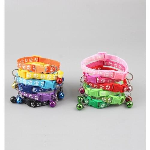 Pet Cat Bell Collar, Double-layer Patch Bell Collar Dog Color Buckle Footprint Collar,Bell Collar Accessories for Cats or Dogs