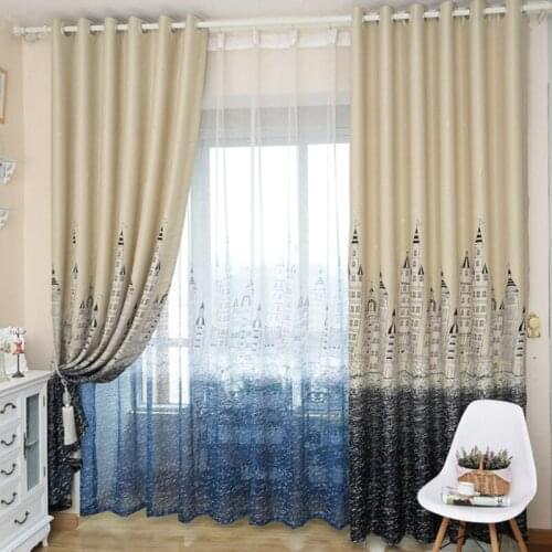Polyester cotton printing shading function curtain bedroom living room window screens for baby room
