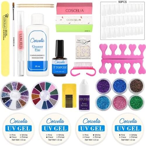 UV Gel Nail Polish Brush Pen Tool Manicure Powder Decoration Cleaning Pedicure File Kit for Salon Home Use Beginners G99E