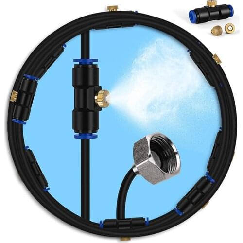 JFBL Hot Misting Cooling System,Outdoor Misting System for Patio,40 FT Misting Line+10 Mist Nozzles+3/4inch Brass Adapter,Outdoo