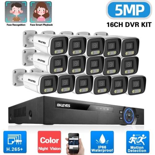 5mp 16 Channel CCTV DVR Security Camera System Outdoor Waterproof AHD Bullet Camera Video Surveillance System Kit 16CH XMEYE 8CH