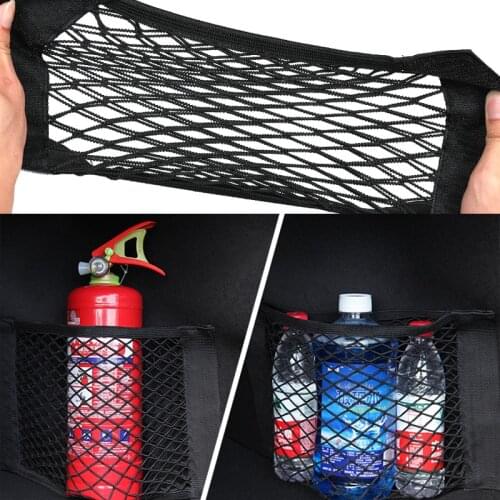 Universal Car Back Rear Mesh Trunk Seat Storage Bag Pocket Cage Auto Organizer Seat Back Bag Elastic String Net Magic Sticker