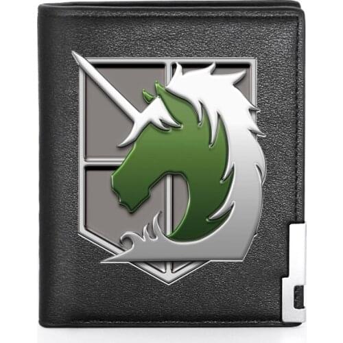 High Quality Luxury Attack on Titan Printing Leather Wallet Credit Card Holder Short Male Slim Purse For Men