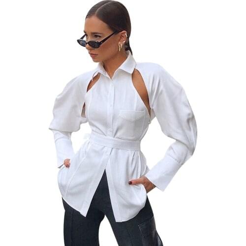 Autumn Women Long Sleeve Hollow Out Bandage Shirt