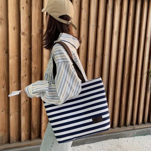 Women White Black Handbags Stripe Sports Bag Storage Pocket Pouch Shopping Bag Travel Bags Workre New