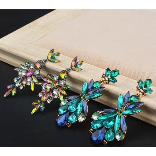 Women Earrings Trendy Elegant Zircon Leaf Crystal Water Drop Luxury Angel Wedding Dangle Earrings Jewelry Birthday Present