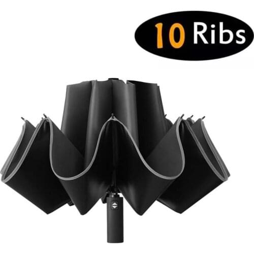Automatic Umbrella Reverse Folding Business Umbrella With Reflective Strips Umbrellas Rain For Men Women Windproof Male Parasol
