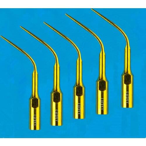 5 Pcs Ultrasonic Scaler Supragingival Golden Scaler Tips GD3T, BEST DENTAL TIP compatible with Satelec Woodpecker-DTE