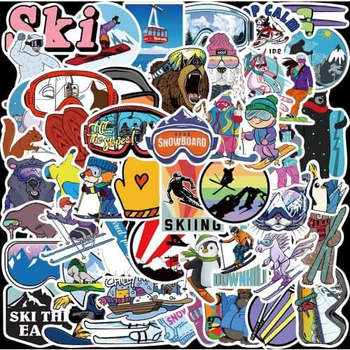 50pcs/Pack Skiing in winter Sports Stickers For Notebook Suitcase Snowboard Car Skateboard Laptop Waterproof Decals