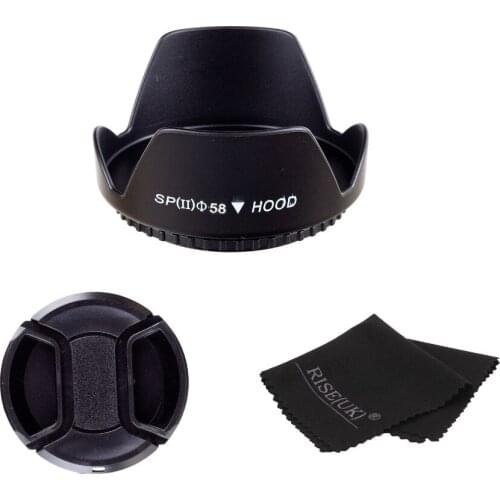 58MM Lens Hood + Cap + clean cloth for Nikon canon sony pentax camera with 58mm lens