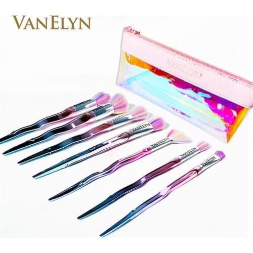 7Pcs Diamond Colorful Makeup Brushes Set Foundation Blending Power Eyeshadow Shinny Handle Cosmetic Make Up Tools Set