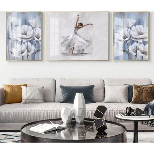 White Magnolia Oil Painting Abstract Flowers Dancer Wall Art Canvas Prints Modern Living Room Vintage Pictures Home Decor Poster
