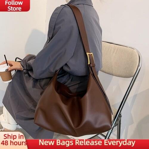 Soft PU Leather Big Shoulder Bag For Women 2020 Vintage Large Ladies Solid Hand Bag Ladies Branded Designer Fashion Handbags