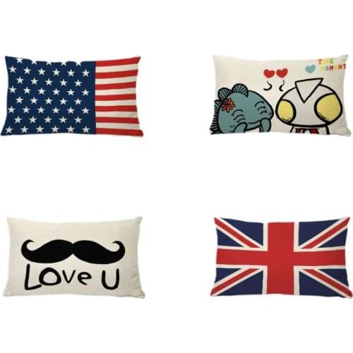 British USA France Flags Throw Pillow Cases Print Cartoon Black Beard Home Sofa Car Decorative Square Linen Cotton Cushion Cover