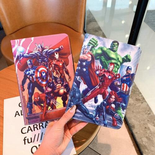 Marvel Avengers Tablet PC Case Is Suitable for Ipad2/3/4/air1/2/3/min1/2/3/4/5/pro/2018/2017 Ultra Slim Magnetic Cover Case