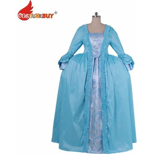 Costumebuy 18th Regency Queen Versailles Antoinette Baroque Rococo Gown Civil war Victorian Women Ball Gown Belle Dress Blue