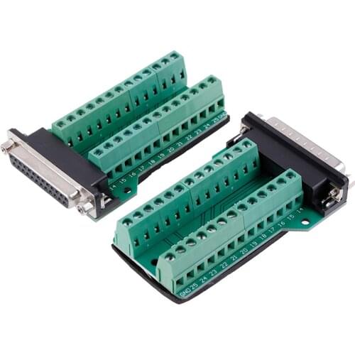 DB25 D-SUB Female 25Pin Plug Breakout PCB Board 2 Row Terminals Connectors