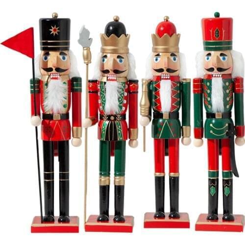 50CM/38CM Wooden Nutcracker Doll Soldier Puppet Ornaments Christmas Decoration Pendants For Xmas Tree Party New Year Decoration