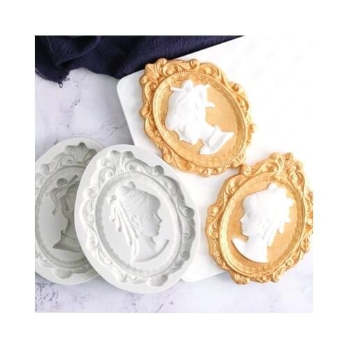 European Classical Embossed Girls Head Silicone Decorative Mold Cup Cake Chocolate Mold Fondant Silicone Mold Resin Clay Moulds