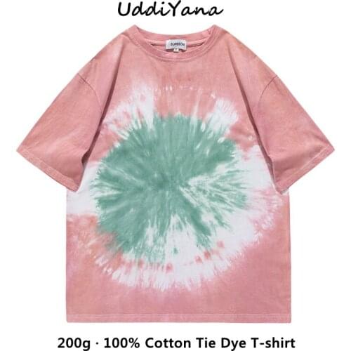 100% Cotton Handmade Tie Dye T-Shirts Short Sleeve Oversized T-Shirt For Man Womens Tee Shirt Y2K Top Tie Dye Unisex Clothing