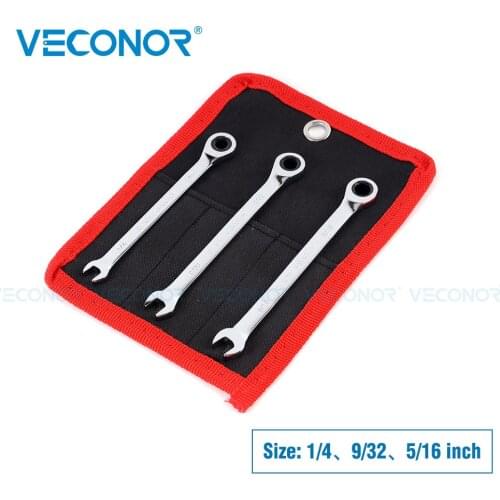 1/4 9/32 5/16 Inch Ratchet Wrench Set of Keys High Torque Spanner Tool 72-Tooth Imperial Size Mirror Surface Polished