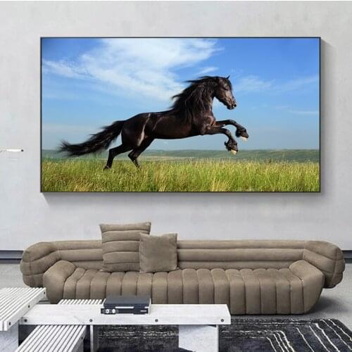 Canvas Art Running Horse Wall Art Animal Poster Pictures For Living Room Home Decor Wall Canvas Print Painting Frameless
