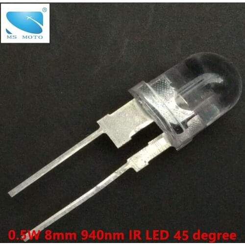 0.5W 45 degree 940nm IR LED Infrared LED Emitting Diode invisible light 150mA use for security camera medical 8mm copper leg