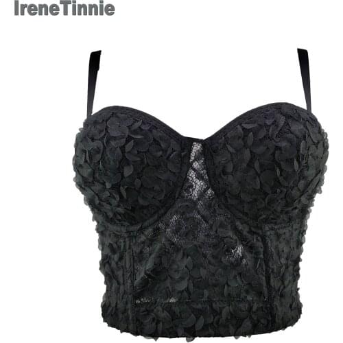 Irene Tinnie Sexy Floral Lace Push Up Bralet Womens Charming Bustier Corset Wedding Party Corset Cropped Top Plus Size