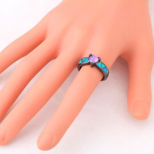 Delicate Rings for Lover Zircon Fashion Jewelry Blue Fire Opal Silver Stamped Health Rings USA Size #6#7#8#9 OR843A