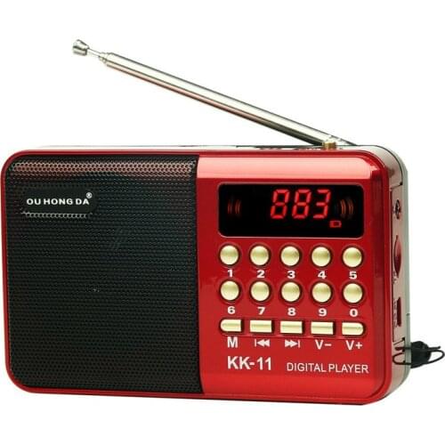 K11 FM Rechargeable Mini Portable Radio Handheld Digital FM USB TF MP3 Player Speaker Compact and portable easy to carry