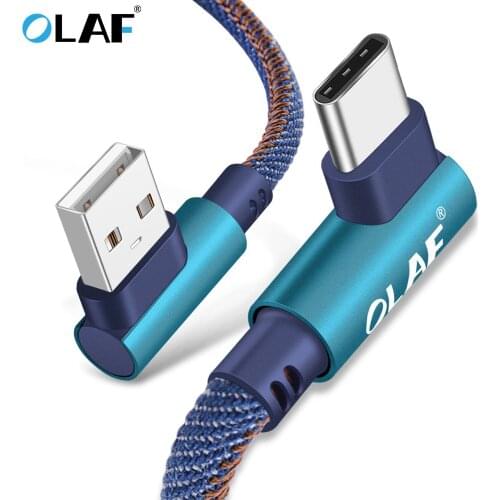 OLAF 2m USB Type C 90 Degree Fast Charging usb c cable Type-c data Cord Charger usb-c For Samsung S8 S9 Note 9 8 Xiaomi mi8 mi6