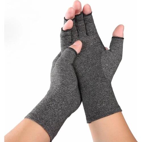 Compression Therapy Arthritis Gloves Fitness Hand Joint Pain Relief Copper Artriti Gloves Open-fingertip Infrared Gloves 1 Pair