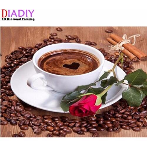 Square diamond painting DIY cross stitch kit coffee decoration painting 5D rhinestone embroidery mosaic embroidery new year gift