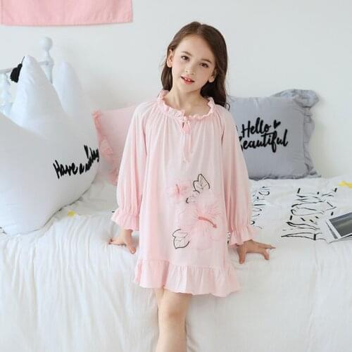 Summer\Autumn Girls Nightgowns Children Cotton Long Sleeve Costume Fille Clothing Baby Nightdress Korean Style Casual