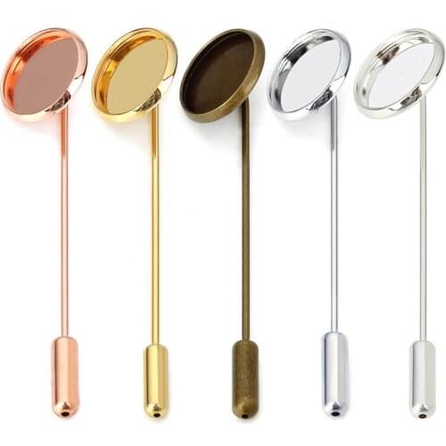 10pcs/lot Silver Color Blank Brooch Base Fit 12mm Cabochon Cameo Settings Brooch Lapel Pin Tray Brooches Jewelry Makings