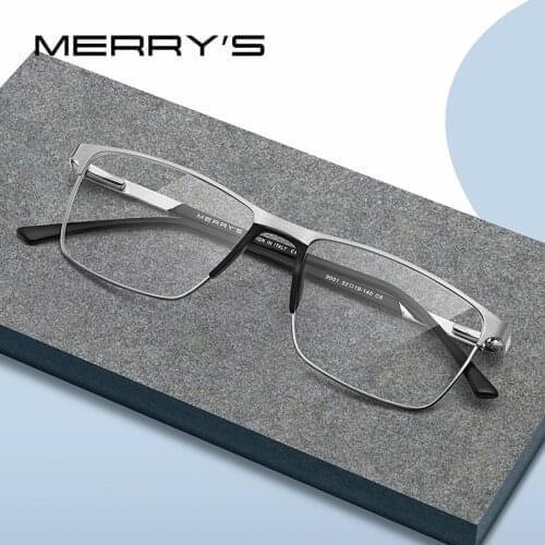 MERRYS Men Titanium Alloy Glasses Frame Male Fashion Square Ultralight Eye Prescription Eyeglasses S2001