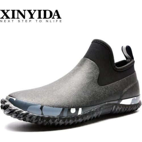 Mens Rubber Waterproof Shoes Non-slip Waterproof Neoprene Rain Boots Slip On Resistance Garden Rain Shoes Safety Work Footwear