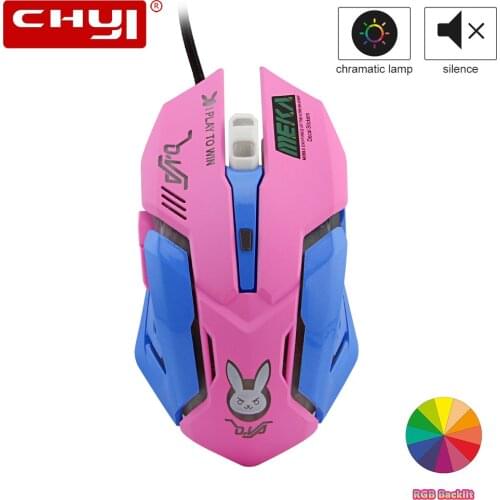 CHYI USB Wired Optical Gaming Mouse Pink Professional Computer Gaming Mouse 3200 DPI Colorful Backlit Silent Mouse For Laptop
