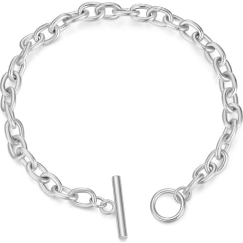 2021 New Steampunk 316 Stainless Steel Chain Bracelets for Women OT Buckle Simple Style Wedding Bracelets Dropshipping