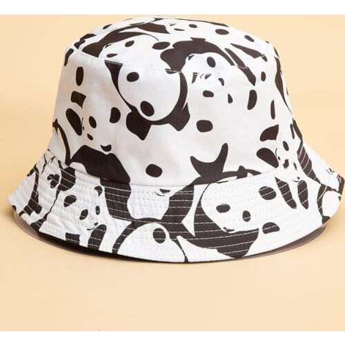 Unisex fashion cow printed Foldable Bucket Hat Beach Sun Hat Street Headwear Outdoor casual Cap Men Woman Panama Fisherman Hat