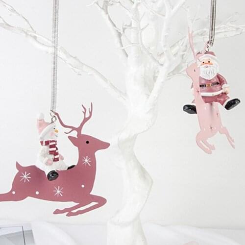 Light Creative Santa Claus Tree Pendant Wrought iron Elk Pendant Santa Claus for Home