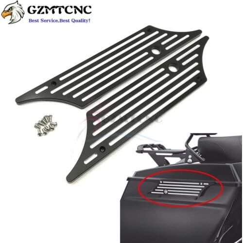 CNC Billet Edge Cut Hard Saddle Bag Saddlebag Latch Cover for Harley Touring Road King Street Electra Glide FLH FLT 1993 - 2013