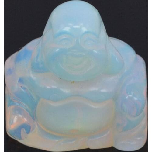 1.1 Inch Opalite Maitreya Buddha Stone carved Figurine Crafts Lucky Chakra Healing Reiki