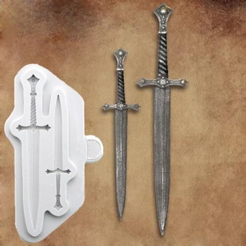 Knight Battle Swords Mould Silicone Mold Fondant Cake Decorating Tool Gumpaste Sugar craft Chocolate Forms Bakeware