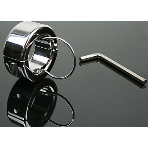 Testicle Balls Scrotum Pendant Stainless Steel Ball Stretcher Cock Ring Lockable Real Men Chastity Cage Sex Product