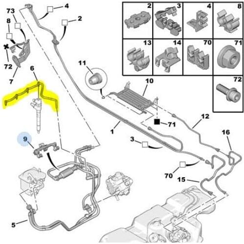 INJECTOR RETURN HOSE 207-3008-307-308-5008-C2-C3-C5-PARTNER TEPE-C4-PICASSO 1.6HDİ 1574.R2